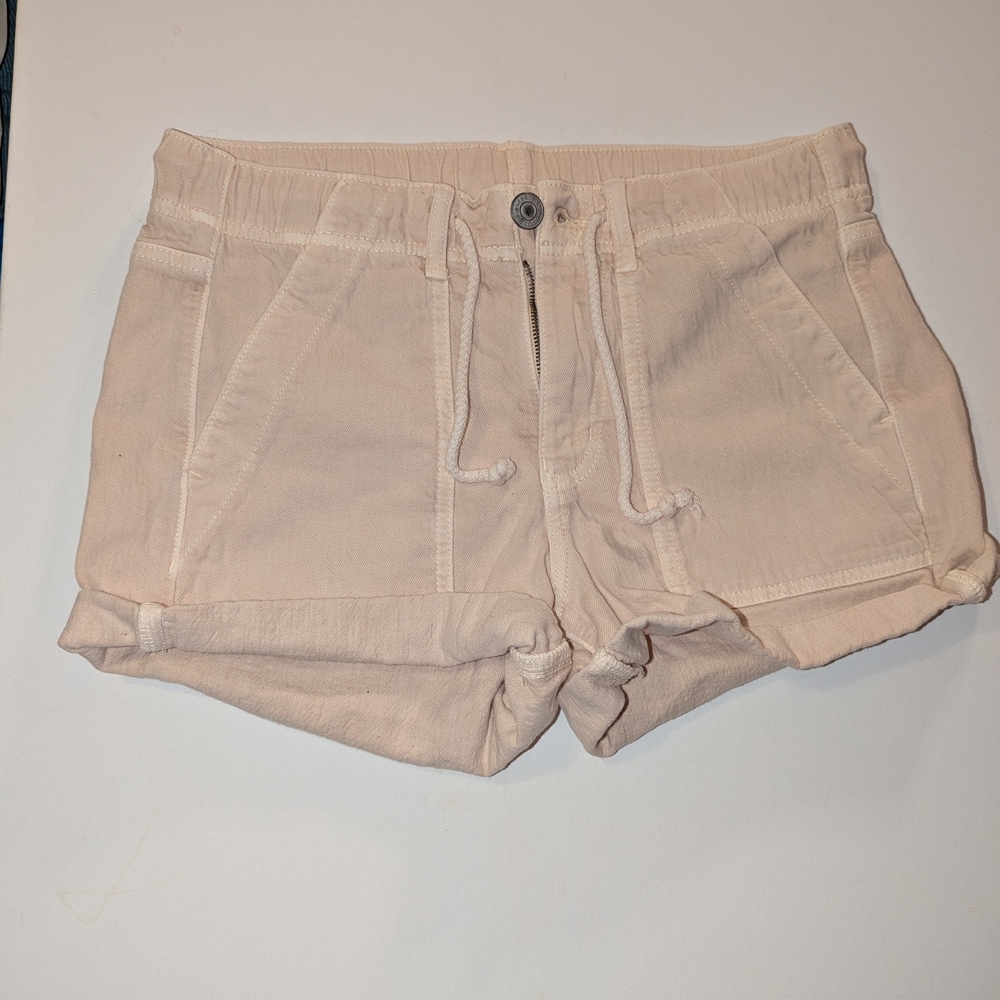 American Eagle Outfitters Women's Cargo Shorts - Cream linen beach low waisted